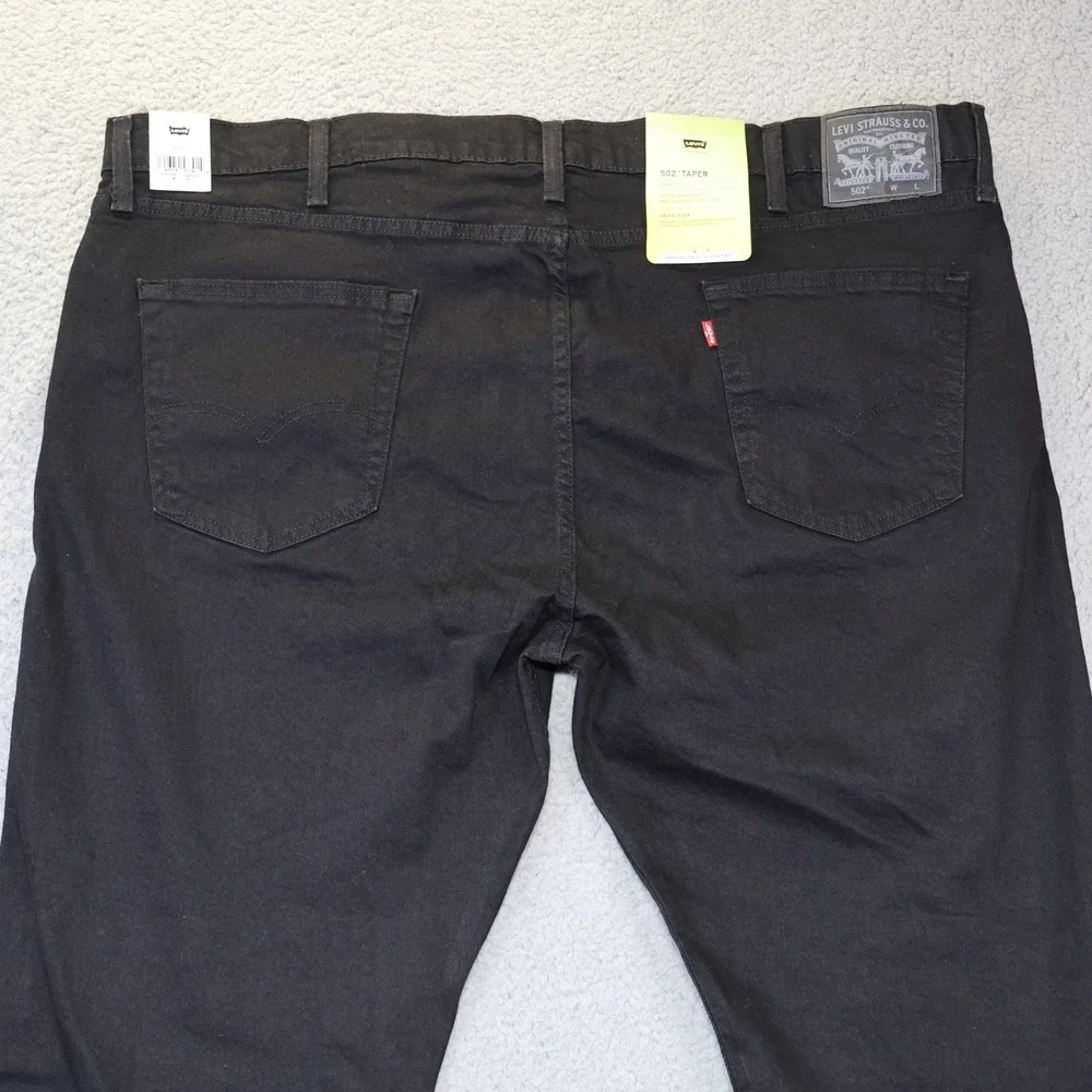 Levis 502 Taper Mens 48x30 Black Flex Stretch Denim Big‎ & Tall Jeans 59684-0000